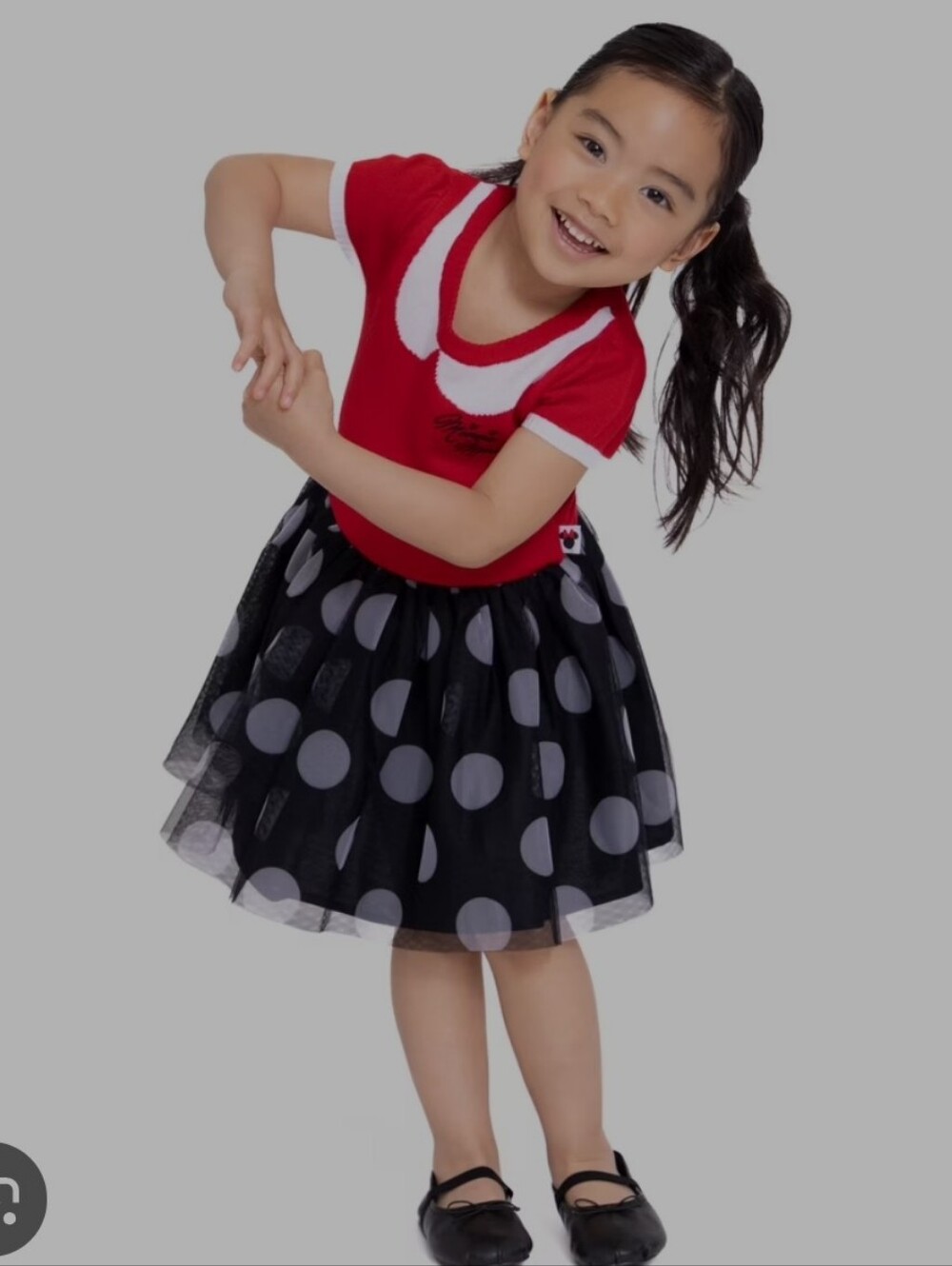 Polka dot skort black pink shorts under size 12 girls. Crinoline underne…